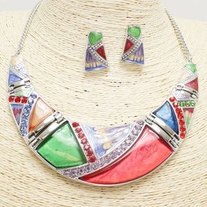 New💕Geometric Rhinestone Necklace Set